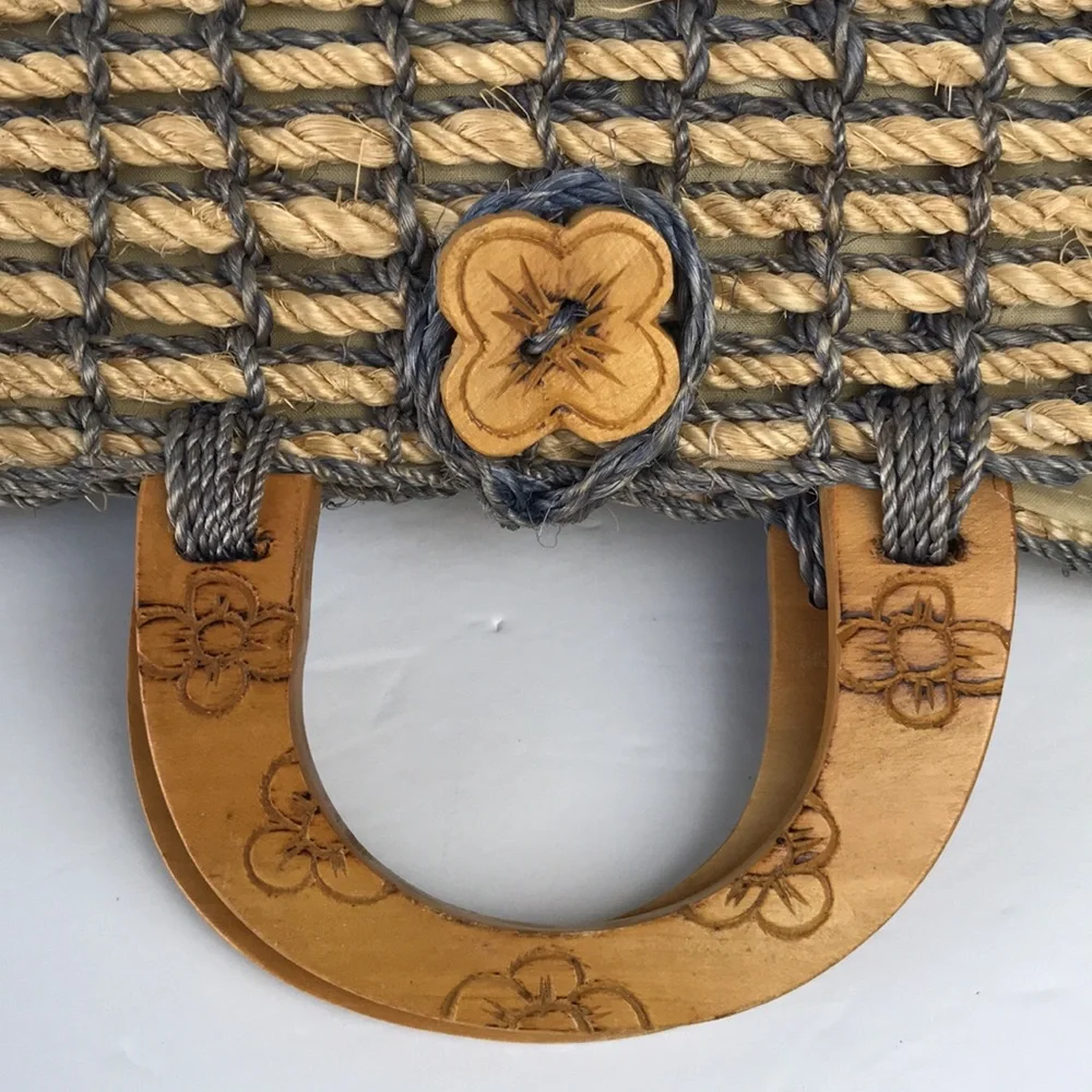 Talbots Bohemian Flowers Rope Woven Handbag